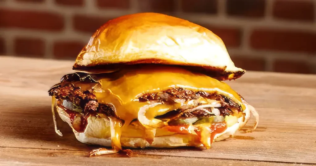Smash burger con queso fundido en Bundi, una de las mejores hamburgueserĂas de Valladolid.