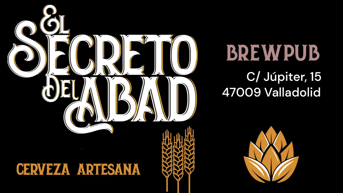 Cartel del brewpub El Secreto del Abad en Valladolid