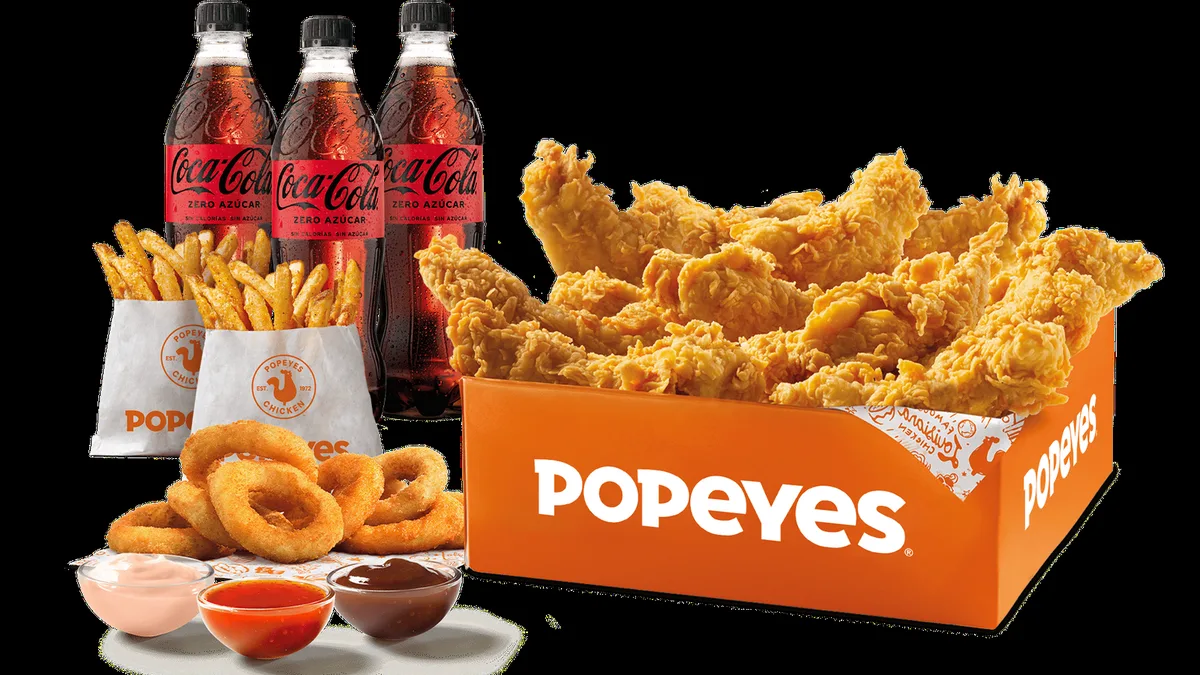 Menú de pollo frito de Popeyes Louisiana Kitchen en Carbajosa de la Sagrada, cerca de Salamanca
